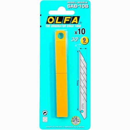OLFA - REPUESTO CUTTER 9MM / CUCHILLA FRACTURABLE 10 CUCHILLAS (Ref.SAB-10B)