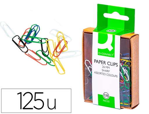 [2028737] Q-CONNECT - CLIPS COLORES -26 MM -CAJA DE 125 UNIDADES (Ref.KF02042)