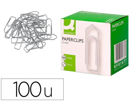 [2015725] Q-CONNECT - CLIPS NIQUELADOS Nº3 50 MM CAJA DE 100 (Ref.KF01677)