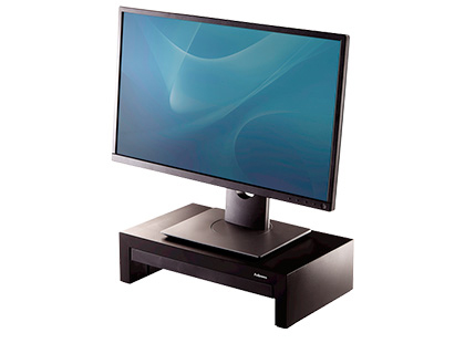 [9156475] FELLOWES - Soporte para monitor designer suites ajustable 3 alturas con bandeja negro 406x111x244 mm hasta 18 kg (Ref. 8038101)