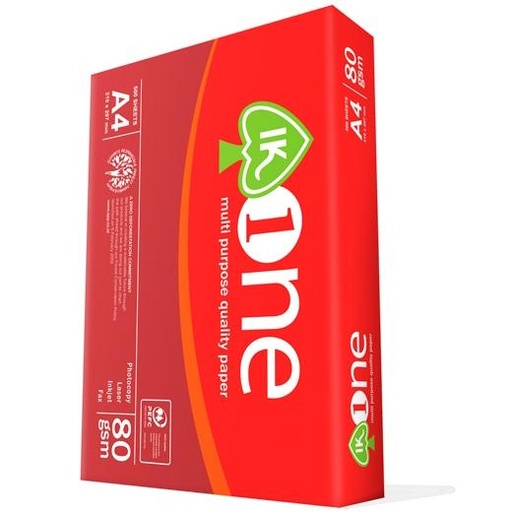 IK ONE - PAPEL A4 - 80g - Blancura CIE 160 - Paquete 500h