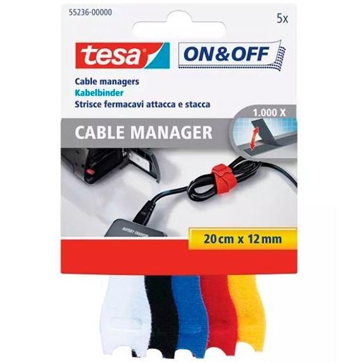 [1938292] TESA - Organizador cables Manager ON & OFF 20cmx12mm (Ref.55236-00000-01)