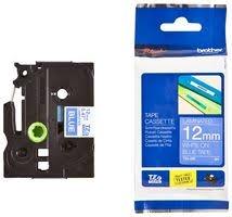 [9927574] BROTHER - CINTA de ROTULAR LAMINADA 8m 12mm BLANCO sobre AZUL (Ref.TZE-535)