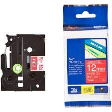[9927057] BROTHER - CINTA de ROTULAR LAMINADA 8m 12mm BLANCO sobre ROJO (Ref.TZE-435)