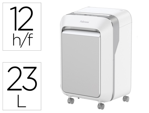 [9155477] FELLOWES - Destructora de documentos lx211 capacidad de 15 hojas seguridad p5 blanca papelera 23 l grapas (Ref. 5050301)