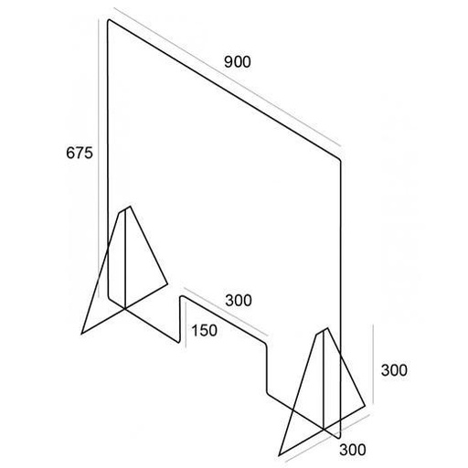 [9159541] ARCHIVO 2000 - Pantalla de proteccion de mesa para mostrador metacrilato ventana 300 x 150 mm medidas 900 x 675 mm (Ref. 32021M TP)