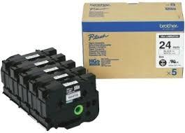 [9931243] BROTHER - CINTA ALTA CALIDAD BLANCO / NEGRO 24MMX8M (PACK 5UD.) (Ref.HGE251V5)