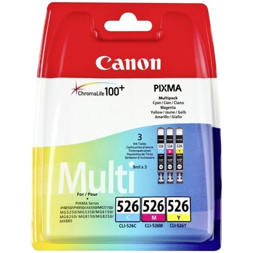 [9926397] CANON - CLI-526 CARTUCHO TRICOLOR CLI-526C/M/Y (PACK 3) (Ref.4541B009)