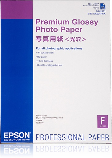 [9926774] EPSON - GF PAPEL PREMIUM GLOSSY PHOTO A2, 20 HOJAS - 250G/M2 (Ref.C13S042091)