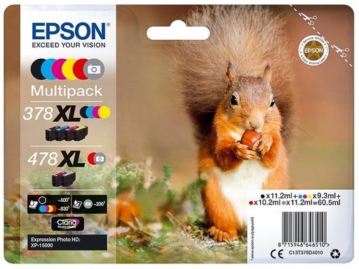 [9928166] EPSON - MULTIPACK 6-COLOURS 478XL CLARIA PHOTO HD INK (Ref.C13T379D4010)