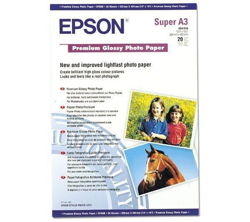 [9926646] EPSON - PAPEL PREMIUM GLOSSY PHOTO, 20 HOJAS DE A3+ - 250G/M2 (Ref.C13S041316)