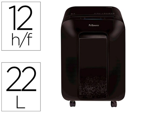 [9159822] FELLOWES - Destructora de documentos lx-200 capacidad de corte 12 h seguridad p4 destruye grapas clips y (Ref. 5502201)