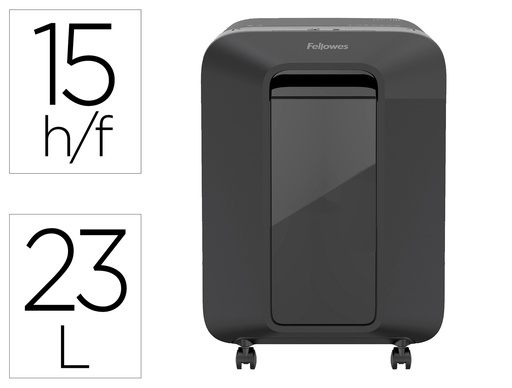 [9155476] FELLOWES - Destructora de documentos lx201 capacidad de 12h seguridad p5 grapas clips y tarjetas 23 litros negra (Ref. 5050001)