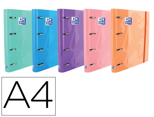 [9930314] OXFORD - CARPEBLOC SCHOOL EUROPEANBINDER CLASSIC A4+ 4 an.MIXTAS 35mm con RECAMBIO 100 hj. CUADRIC.5x5 SURTIDO (col. Tendencia) (Ref.400075372)