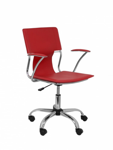 [9939903] PIQUERAS Y CRESPO - SILLA BOGARRA BRAZOS FIJOS MECANISMO BASICO GIRATORIA 360º ASIENTO Y RESPALDO TAPIZADOS SIMILPIEL ROJO (Ref.214RJ)