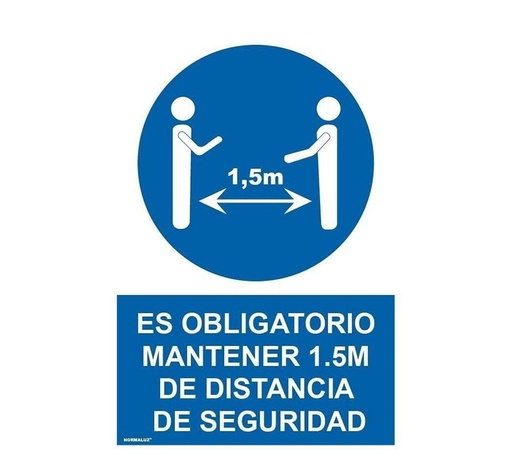 [9160644] ARCHIVO 2000 - Pictograma obligatorio mantener 1,5 m de distancia de seguridad pvc color azul 210x297 mm (Ref. 6173-15 AZ)