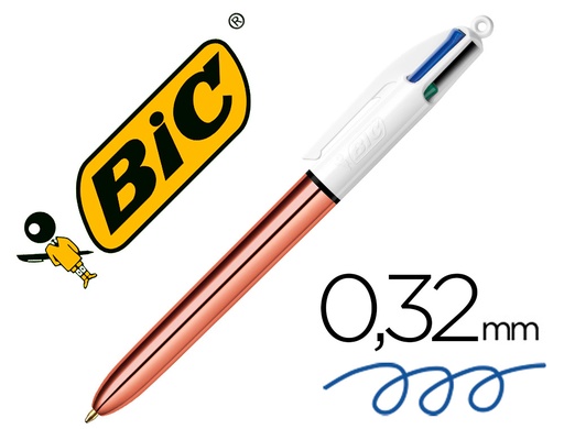 [2162194] BIC - Boligrafo cuatro colores shine oro rosa punta de 1 mm (Ref. 951737)