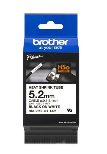 [2162493] BROTHER - Cinta hse 211 termoretractible 5,8 mm negro/blanco (Ref. HSE211)