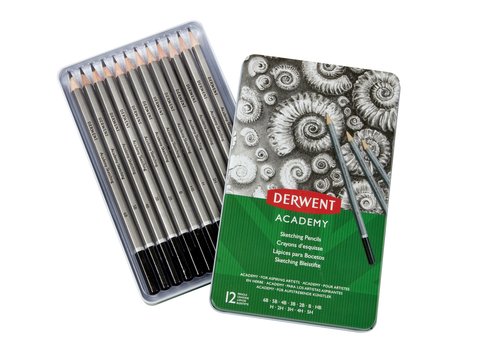[9935078] DERWENT - ACADEMY LÁPICES DE GRAFITO PARA SKETCHING 5H-6B EN CAJA METÁLICA DE 12UD (Ref.2301946)