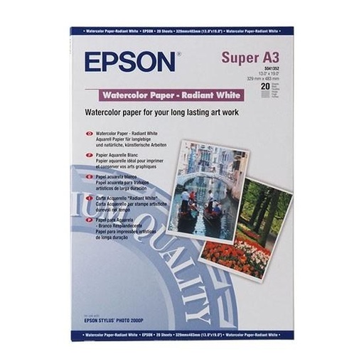 [9933707] EPSON - PAPEL WATERCOLOR RADIANT WHITE A3+ 190GR (Ref.C13S041352)