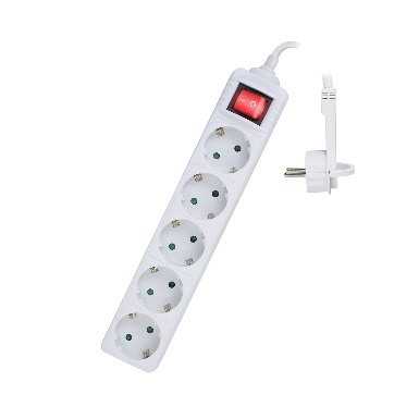 [9160605] EWENT - Regleta 5 tomas ac con enchufe plano longitud cable 1,5 mt (Ref. EW3955)