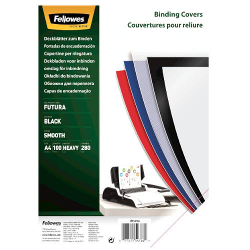[9924687] FELLOWES - PACK DE 50 PORTADAS PP NEGRO A4 650 MICRAS (Ref.5477502)