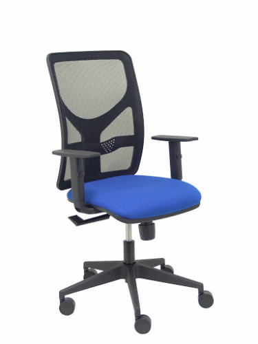 [9941244] PIQUERAS Y CRESPO - SILLA MOTILLA BRAZOS REGULABLES MECANISMO SINCRO CON REGULADOR DE TENSION RESPALDO DE MALLA NEGRA Y ASIENTO TAPIZADO BALI AZUL (Ref.21SBALI229B10)