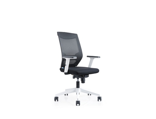 [9159962] ROCADA - Silla de oficina con brazos regulables y respaldo malla negro tapizada en tela ignifuga negro color blanco (Ref. 908W-4)