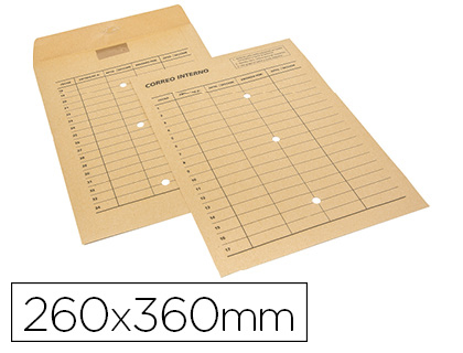 [9154046] SAM - Sobre bolsa kraft natural 120 gr cierre multiadhesivo 260x360 mm correo interno 3 taladros impreso 2 caras caja (Ref. 100 UND. CORREO INT. 260/120)