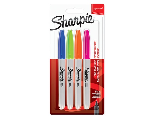 [9936331] SHARPIE - MARCADOR PERMANENTE FINE 0,9MM SURTIDOS NEON PUNTA REDONDA BLISTER -4U- (Ref.2065403)