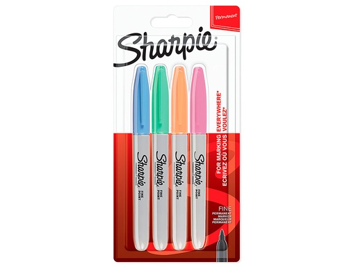 [9936330] SHARPIE - MARCADOR PERMANENTE FINE 0,9MM SURTIDOS PASTEL PUNTA REDONDA BLISTER -4U- (Ref.2065402)