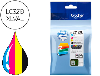 [9151326] BROTHER - INK-JET LC3219XLVAL MULTIPACK 4 COLORES NEGRO / AMARILLO / CIAN / MAGENTA ALTA CAPACIDAD NEGRO (Ref.LC3219XLVAL)