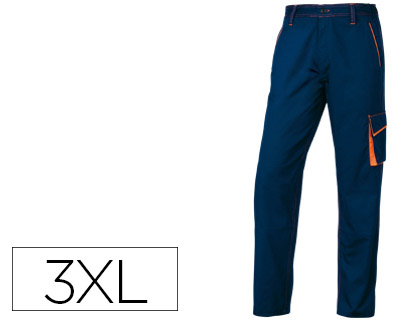 [2075785] DELTAPLUS - PANTALON DE TRABAJO CINTURA AJUSTABLE 5 BOLSILLOS COLOR AZUL NARANJA TALLA 3XL (Ref.M6PANBM-3X)