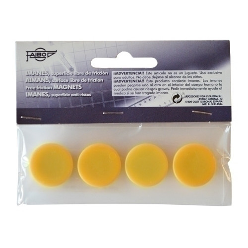 [1753626] FAIBO - Imanes Bolsa 4 Ud 20 mm Amarillo (Ref.60-20-05)