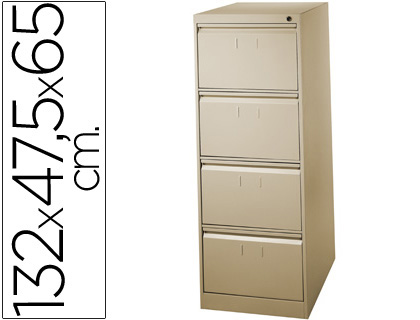 [2043214] FICHERO CAJONES DE SUELO METAL 4 CAJONES 132 CM ALTO 65 CM PROF 47,5 ANCHO COLOR BEIGE N.34 GUIAS TELESCOP ANTIVUELC (Ref.F-1304A-BE)