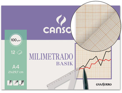 [2027435] GUARRO - PAPEL MILIMETRAD 210X297 MINIPACKS DE 12 HOJAS (Ref.200406323)