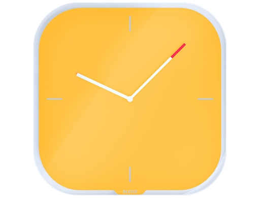 [9160250] LEITZ - Reloj cosy de pared silencioso cristal 30x30 cm amarillo (Ref. 90170019)