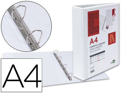 [2031327] LIDERPAPEL - CARPETA CANGURO 4 ANILLAS MIXTAS 55MM A4 PLASTICO BLANCA (Ref.KG45)