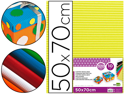 [2037641] LIDERPAPEL - Cartón ONDULADO 50 X 70CM 320G/M2 AMARILLO (Ref.CN07)