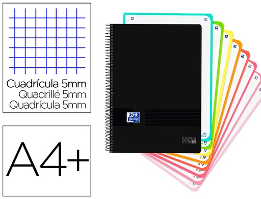[9064872] OXFORD - Cuaderno 8T Plástico A4+160H 5X5 Azul (Ref.400088489)