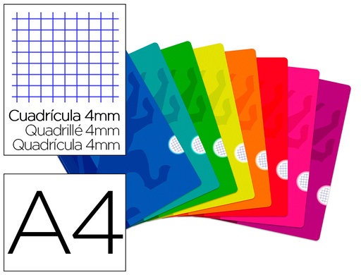 [9077762] OXFORD - Libreta Openflex 48h A4 Cuadricula 4x4 Surtido (Ref.400026393)
