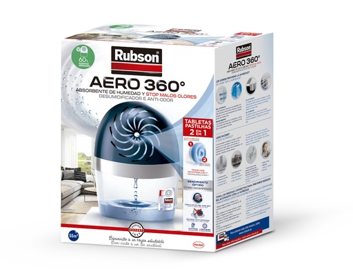 [9075488] RUBSON - Desumidificador aero 360º habitaciones con superficie aprox.55m³/22m²,aparato 450g (Ref.1894862)