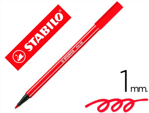 [9049241] STABILO - ROTULADOR ACUARELABLE PEN 68 ROJO CARMIN 1 MM (Ref.68/48)