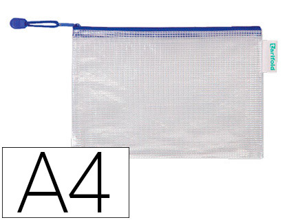 [2063066] TARIFOLD - BOLSA MULTIUSOS PVC DIN A4 APERTURA SUPERIOR CON CREMALLERA PORTABOLIGRAFO Y CORREA AZUL (Ref.509001)