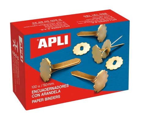 [1129374] UMEC - Encuadernadores con Arandela Caja 100 Ud 50mm Extraplanos y latonados (Ref.U301401)