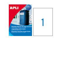 [2046815] APLI - ETIQUETAS ADHESIVAS DE POLIESTER RESISTENTE A LA INTEMPERIE PARA IMPRESORA LASER 210X297 MM (Ref.01228)