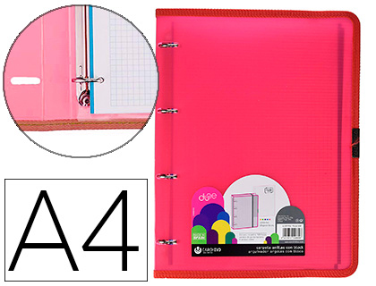 [9156500] CARCHIVO - Carpeta dune 4 anillas 20 mm polipropileno rigido din A4 con recambio 120 h con gomilla y ribete (Ref. 12377453)