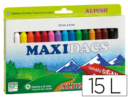 [2059671] DACS - LAPICES DE CERA ALPINO MAXI CAJA DE 15 COLORES SURTIDOS (Ref.DX050216)