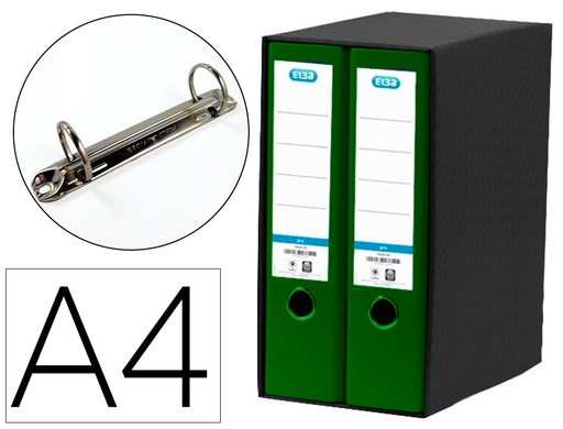 [9150313] ELBA - Módulo Archivador 2ud A4 Lomo 80mm Verde (Ref.100580051)