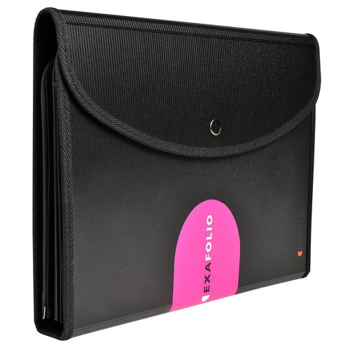 [2156021] EXACOMPTA - Carpeta clasificadora Conferencias Exafolio 6 compartim. Folio Negro Polipropileno (Ref.55834E)